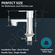 Plantex Pillar Tap for Wash Basin with Water Saving Aerator and Brass Spindle/Quarter Turn Basin Tap with Teflon Tape/Pillar Cocke for Wash Basin - Pack of 1 (Saga, Chrome)