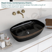 Plantex Ceramic Table Top Washbasin For Bathroom/Hand Wash Sink/Rectangle Countertop Vessel Sink Basin For Home/Office/Hotel (Black - 23.5 X 15 X 5 Inch)