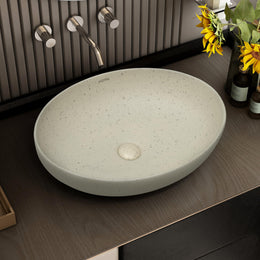 Plantex Table Top Wash Basin for Bathroom/Designer Ceramic Basin/Countertop Vessel Sink Basin/Wash Basin Over Counter for Home/Office (Beige - 20.5 x 15.5 x 5 Inch)