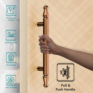 Plantex Premium Main Door Handle/14 Inch Door Handle for Main Door/Pull-Push Door Handle for Home/Office/Hotel- Pack of 1 (PVD Rose Gold) - 3 Years Warranty