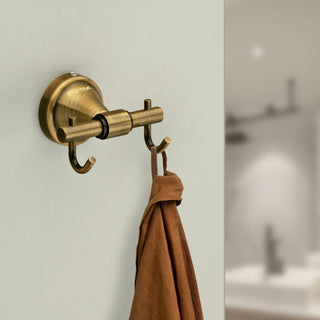 Plantex 304 Grade Stainless Steel Hooks for Hanging Clothes and Towel in Bathroom/Living Room- Niko (Brass Antique)