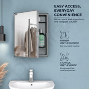 Plantex Bathroom Cabinet with Mirror/ABS Bathroom Storage Cabinet/Mirror Cabinet for Wall/Mirror with Storage for Bathroom - 18x14 Inch (CAB-117, Grey)