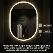 Plantex LED Bathroom Mirror with 3 Tone/Designer Mirror for Living Room/Bedroom/Dressing Room - Capsule Shape (18 X 24 Inch)