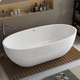 Plantex Bathtub For Bathroom/Bath tub for Adults/Deep Soaker Freestanding Bathtub with Overflow, Popup and Drain Pipe (BSM-211-White-1700mm)
