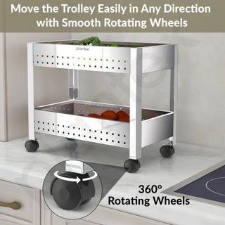Plantex Kitchen Trolley/Vegetables Basket for Kitchen/Fruit Stand for Kitchen/Stainless Steel Vegetable Stand/Vegetable Rack for Kitchen/Trolley Stand (Silver)