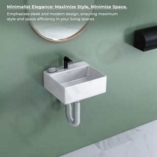 Plantex Ceramic Wash Basin for Bathroom/Wall Hung Basin/Bathroom Sink with 10 Years Glaze Warranty by Plantex/Washbasin for Restaurant/Hotel (Glossy White/Cuba - 14 x 12 x 5 Inch)