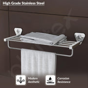 Plantex Pyramid Stainless Steel Towel Rack for Bathroom/Towel Rod/Towel Stand/Towel Hanger/Bathroom Accessories - 24 Inch (Chrome Finish)