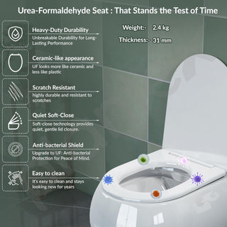 Plantex Commode for Toilet/Ceramic Wall Hung Commode/Rimless Commode with Soft Closing Toilet Seat - P Trap (White)