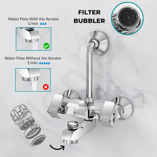 Plantex Brass Wall Mixer for Bathroom 3 in 1/L-Bend Connector for Overhead/Hand Shower/Spout Mixer Tap/Mixture Tap for Bathroom with 7-Year Manufacturer's Warranty-(Pri-319-Chrome)
