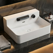 Plantex Wash Basin for Bathroom with 10 Years Glaze Warranty/Ceramic Tabletop WashbasinWall mount Basin with Dual Waterflow Modes/Hot and Cold Adjustable Knob(White, 24 x 18.5 x 10 Inch)