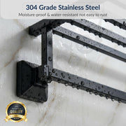 Plantex 304 Grade Stainless Steel 24-inch Bathroom Towel Hanger/Towel Rack/Towel Stand/Holder/Bathroom Accessories - Squaro (Black)