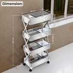 Plantex 4-Tier Multipurpose Storage Trolley with Wheels/Rotating Kitchen Vegetable Rack/Stainless Steel Space Saving Organizer Basket Stand/Heavy Duty Rolling Utility Cart–(Chrome)