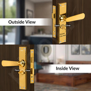 Plantex Stainless Steel Door Lock Ã¢â‚¬â€œ Bathroom Door Lock/Mortise 8inch Keyless Plate Handle Set for Home/Bathroom/Store Room/Balcony/Office - Pack of 1 (DTM-659, Gold)