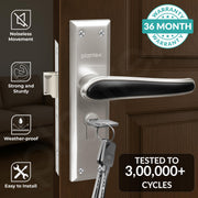 Plantex Heavy-Duty Door Lock Set - Main Door Lock Plate Handle Set/6-Lever Mechanism Mortise Locks with 3 Keys/Brass Locks Body & Cylinder (PTP-09- Satin & Black)