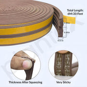 Plantex Window Seal Tape for Perimeter/Door Strip/DIY 3M Self Adhesive/Soundproof & Weatherproof Strip - Pack of 3 (E Shape, 18Feet, Brown)