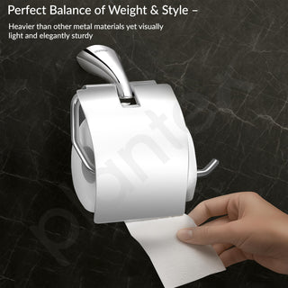 Plantex Smero Pure Brass Toilet Paper Holder/Tissue Paper Stand for Washroom/Bathroom - Craft (Chrome)