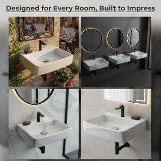 Plantex Ceramic Wall Hung Basin/Washbasin for Bathroom/Wall Mounted Wash Basin/Sink for Living Room (Bolton, White)