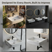 Plantex Ceramic Wall Hung Basin/Washbasin for Bathroom/Wall Mounted Wash Basin/Sink for Living Room (Bolton, White)