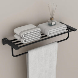 Plantex Space Aluminium Towel Holder in Bathroom/Towel Rod/Bathroom Towel Holder/Bathroom Accessories - Black (24 Inch)