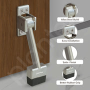 Plantex Door Stopper for Home/Stopper for Doors with Rubber Grip/Gate Stopper for Door - (5 Inch,Pack of 4) Silver Matt
