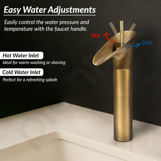 Plantex Pure Brass Basin Mixer Tap Hot & Cold/Single Lever Pillar Cock Water Tap for Wash Basin/Deck Mount-(Brass Antique)