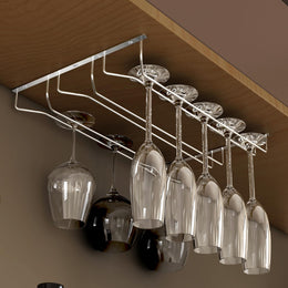 Plantex Wine Glass Rack/Holder Upside Down Hanging Organizer/Glass Hanging Stand for Pubs/Kitchen/Bars (L15.5 x W13 Inches - Triple Line)