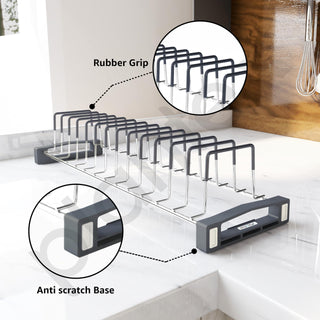 Plantex Premium Stainless Steel Plate Stand for Kitchen Cabinet/13 Slot Plate Rack for Kitchen/Rubber Gripped Saucer Plate Holder(Size-4 inches, Slot- 13, Pack of 1)