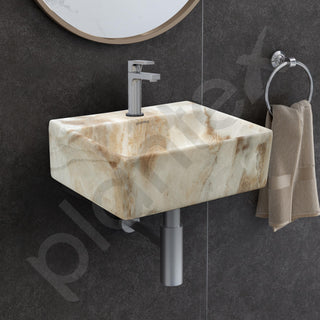 Plantex Ceramic Wash Basin for Bathroom/Square Wall Hung Basin/Bathroom Sink/Washbasin for Restaurant/Hotel (13 x 12 x 5 Inch)