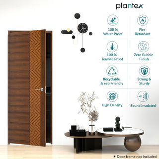 Plantex Wpc Doors For Home (25 mm - Thickness)/Waterproof Bathroom Door/2.25X6.5 Feet Wooden Finished Door For Office/Balcony/Kitchen, Density-600 (27X78 inch, 19.5 Kg- Ember Pattern), Brown