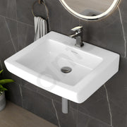 Plantex Ceramic Wall Hung Basin with 10 Years Glaze Warranty by Plantex/Washbasin for Bathroom/Wall Mounted Wash Basin/Sink for Living Room (Laric, White)