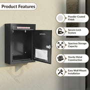 Plantex All in One Multipurpose Letter Box/Suggestion Box for Office/Post Box for Home gate/Donation Box/Complaint Box/with Lock -Wall Mount - Pack of 15 (Black)