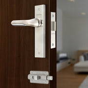 Plantex Heavy Duty Door Lock ÃƒÂ¢Ã¢â€šÂ¬Ã¢â‚¬Å“ Bathroom Door Lock/Mortise 8inch Keyless Plate Handle Set for Home/Bathroom/Store Room/Balcony/Office with Baby Latch (8121, Steel Satin and Chrome)