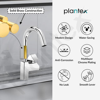 Plantex Pure Brass Sink Tap for Kitchen with 360° Swivel Spout/Kitchen Sink Tap with Water Saving Aerator-7 Year Warranty (PRI-312-Chrome)