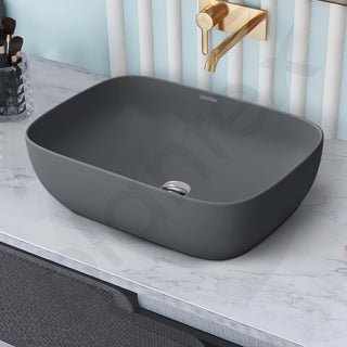 Plantex Wash Basin for Bathroom/Ceramic Basin/Rectangle Tabletop Basin/Wash Basin for Home/Restaurant (Cloud Grey - 18 x 13 x 5 Inch)