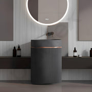 Plantex Pedestal Wash Basin/Acrylic Resin & Quartz Free Standing Wash Basin/Oval Basin for Bathroom/Home/Office - (10047, Grey)