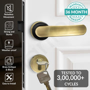 Plantex Door Lock for Home/Main Door Lock Set with 3 Computerized Key/Mortise Lock for Door with Brass Lock Body & Cylinder (SM037, Brass Antique & Black)