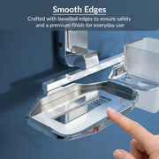 Plantex 2 in 1 Soap Dish with Tumbler Holder/304 Grade Stainless Steel Soap Holder with Toothbrush Holder/Bathroom Accessories - Pack of 1 (Chrome)
