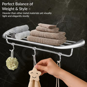 Plantex Smero Pure Brass 24 inch Towel Rack for Bathroom/Towel Stand/Hanger/Towel Holder/Towel Bar/Bathroom Accessories - Craft (Chrome)