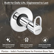 Plantex Pure Brass 25 mm Toilet Flush Valve for Toilet with Teflon Tape & Brass Wall Flange for Commercial & Residential Use - (Flip, Chrome)