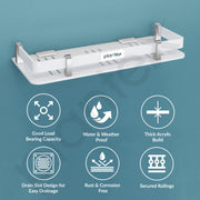 Plantex Deluxe Acrylic Bathroom Shelf (12x5 Inches, White, Matte)