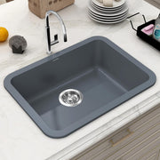 Plantex UV Protected Kitchen Sink/Single Bowle Sink For Home/Matt German Engineered Technology Quartz Sink For Kitchen (Smoke Grey-18X24 Inch)