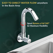 Plantex Sink Tap for Kitchen Basin/Wall Mount Kitchen Sink Tap with Wall Flange and Water Saving -(MKS-1277-Chrome)