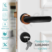 Plantex Door Lock for Home/Main Door Lock Set with 3 Computerized Key/Mortise Lock for Door with Brass Lock Body & Cylinder (SM037, Rose Gold & Black)