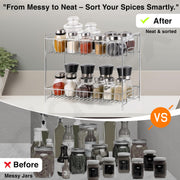 Plantex 2-Tier Stainless Steel Rack For Kitchen/Kitchen Organizer Rack/Countertop Tiered Shelf/Small Jar Organizer (Chrome)