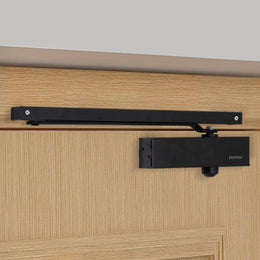 Plantex Automatic Hydraulic Pelmet Arm Door Closer with Double Speed for Heavy Doors at Home/Office/Hotel Wide 180 Degree Opening Sliding Arm Closer (Capacity-120 Kg,Black)(ISO 9001 Certified)