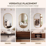 Plantex Aluminium Frame Mirror for Bathroom/Wall Mount Capsule Mirror for Bedroom/Dressing Room/Living Room/Entryway - (Gold, 18x30 Inch)
