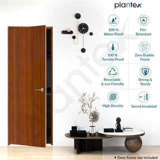 Plantex Wpc Doors For Bathroom (30 mm - Thickness)/Waterproof Bathroom Door/2.5X7 Feet Wooden Finished Door For Home/Balcony/Office/Kitchen, Density-600 (30X84 Inch, 26 Kg- Classic Wooden), Brown