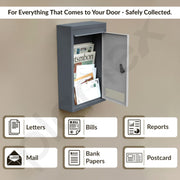 Plantex All in one Multipurpose with Big Size Letter Box for Home/Post Box/Suggestion Box/Complaint Box/Donation Box with Lock Table Top or Wall Mount - (Grey)