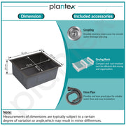 Plantex Stainless Steel Handmade Kitchen Sink/Single Bowl Sink For Kitchen With Drain Rack and Coupling and Waste Pipe/Undermount/Topmount (Black- 30X18 Inches)
