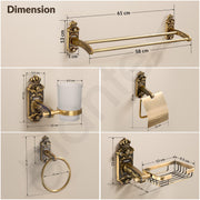 Plantex Aluminium Antique Bathroom Accessories Set Of 5-Pcs/Bathroom Hardware Set (Towel Rod/Napkin Ring/Paper Holder/Soap Dish/Tumbler Holder), Gold